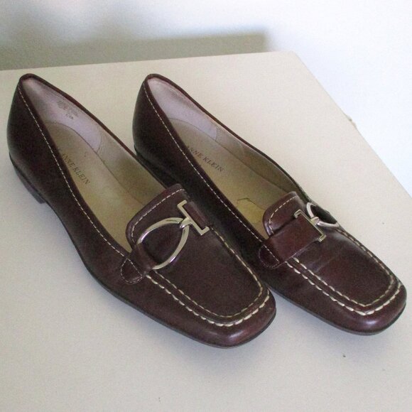 Anne Klein iflex "Burt" Womens Brown Leather Flat Loafer Shoe NWD - Size 6.5M - Picture 2 of 10